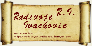 Radivoje Ivačković vizit kartica
